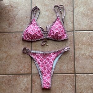 Pink Patterned Two-Piece Bikini Set